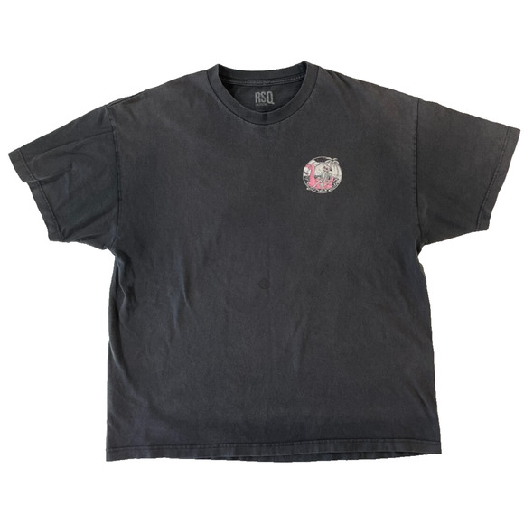 RSQ 2XL Skeleton Flamingo Graphic Tee Washed Black All Washed Up Shirt - Picture 1 of 6